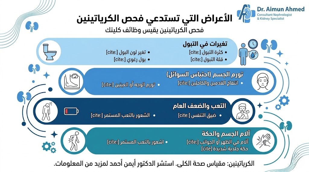 الأعراض التي تستدعي فحص الكرياتينين