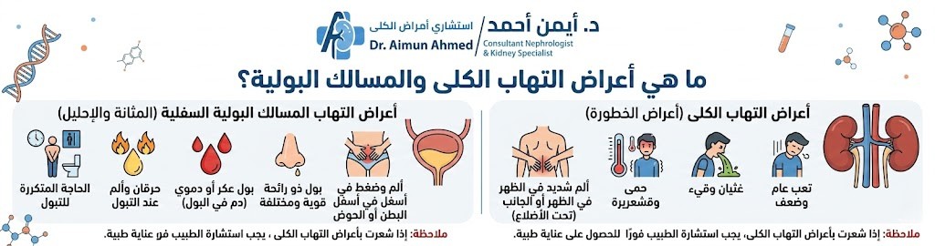 ما هي أعراض التهاب الكلى والمسالك البولية؟